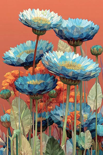 Maria Tuzhilkina: Blue Wildflowers by Maria Tuzhilkina