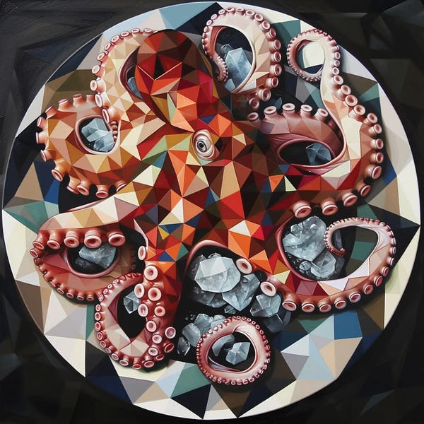 Seafood: Still Life With Octopus On A White Plate by Maria Tuzhilkina