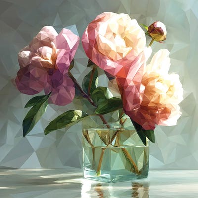 Canvas Art Prints: Pink Peonies In A Vase by Maria Tuzhilkina