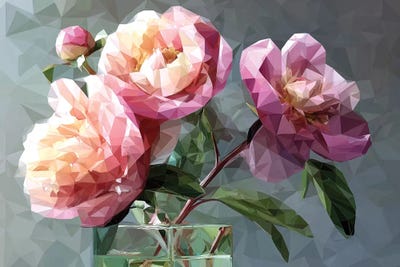 Canvas Art Prints: Light Pink Peonies In A Glass Vase by Maria Tuzhilkina