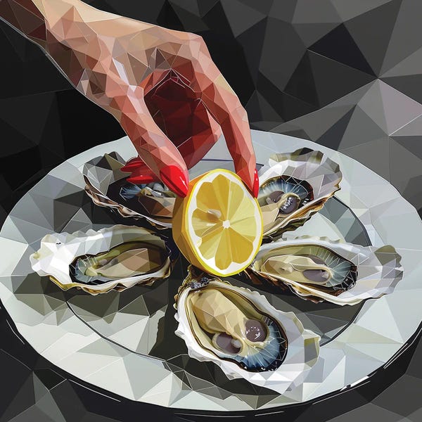 Seafood: Still Life With Oyster And Lemon by Maria Tuzhilkina
