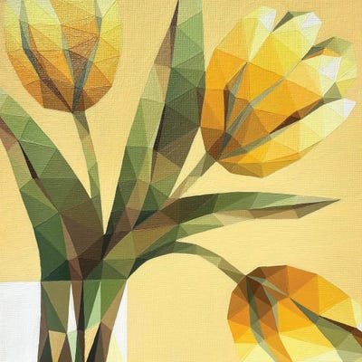 Celery - Canvas Prints: Yellow Sunny Tulips In A Vase by Maria Tuzhilkina