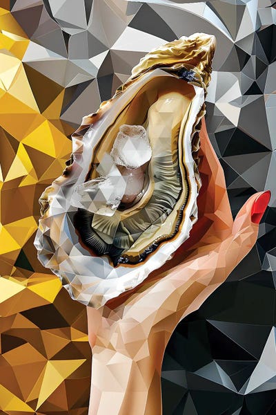 Oysters: Crystal Oyster On Gold by Maria Tuzhilkina