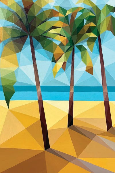 Palm Trees And Sea, Golden Sand