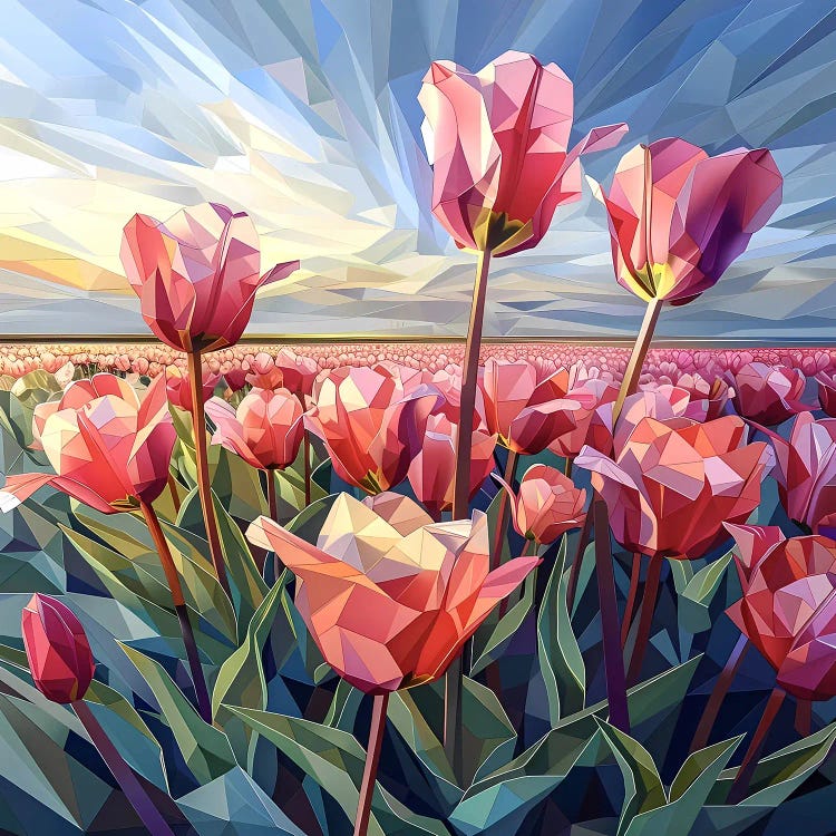 Scarlet Tulips At Dawn