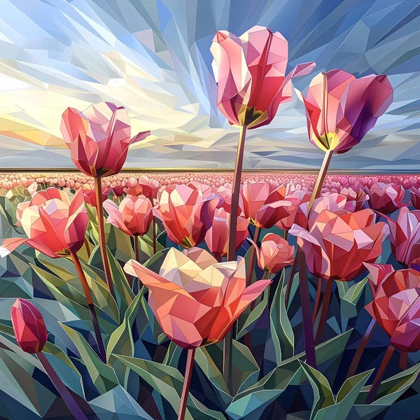 Gardens & Floral Landscapes: Scarlet Tulips At Dawn by Maria Tuzhilkina