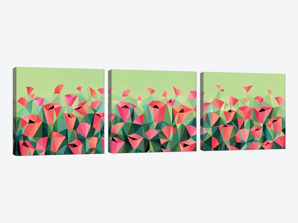 Field Of Poppies by Maria Tuzhilkina 3-piece Canvas Wall Art