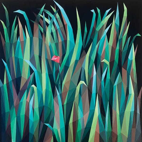 Grasses: Small Poppy In Large Grass by Maria Tuzhilkina