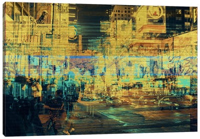 Times Squared Gold Edition Canvas Art Print - Cyberpunk Art