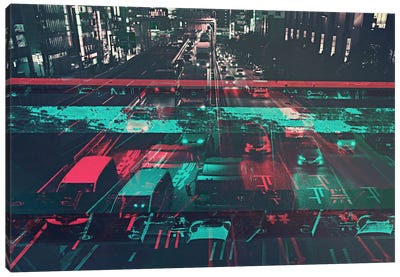 Traffic Canvas Art Print - Cyberpunk Art