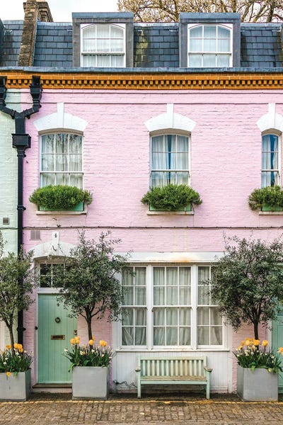 Pink House In London by The Urbanteller framed canvas print