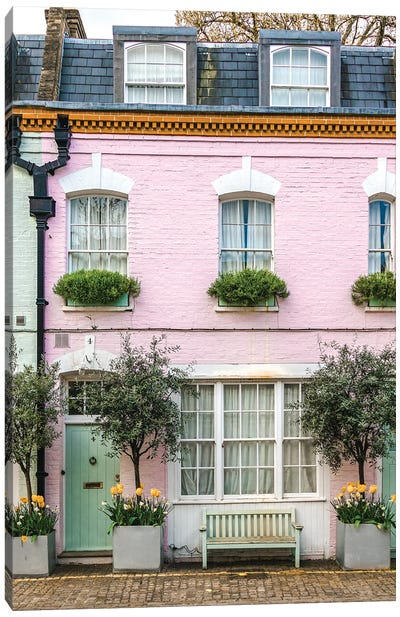 Pink House In London Canvas Art Print - Sunset Shades