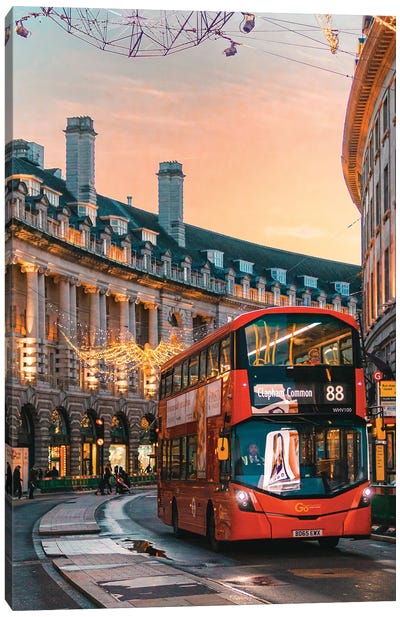 Regents Street Christmas Canvas Art Print - London Art