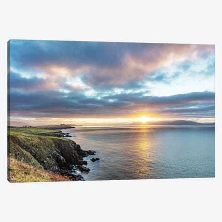 Sunrise Over Dingle Bay As Fishing Boats Heads Out In County Kerry, Dingle, Ireland Canvas Print #UCK103} by Chuck Haney Canvas Print