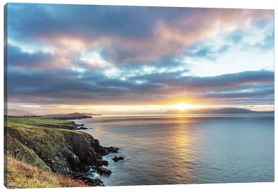Sunrise Over Dingle Bay As Fishing Boats Heads Out In County Kerry, Dingle, Ireland Canvas Art Print - Chuck Haney
