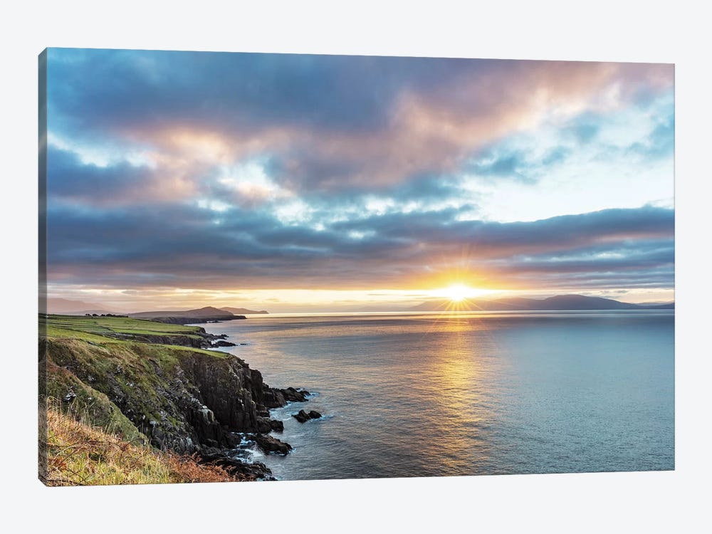 Sunrise Over Dingle Bay As Fishing Boats Heads Out In County Kerry, Dingle, Ireland by Chuck Haney 1-piece Canvas Print