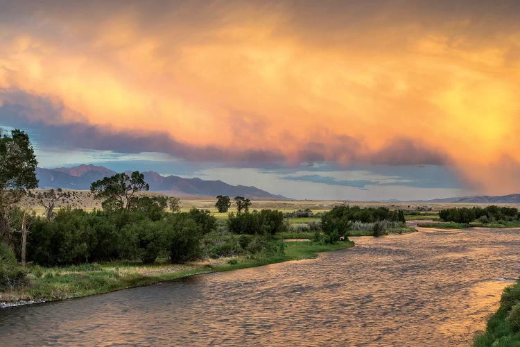 Stormy Sunset Over Madison River, Montana, USA