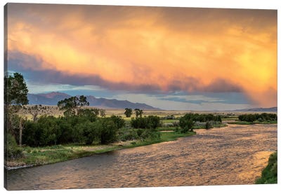 Stormy Sunset Over Madison River, Montana, USA Canvas Art Print - Chuck Haney