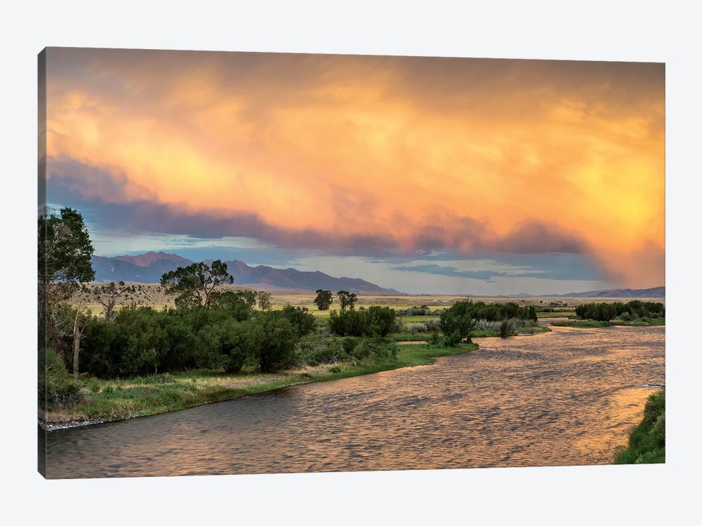 Stormy Sunset Over Madison River, Montana, USA by Chuck Haney 1-piece Canvas Print