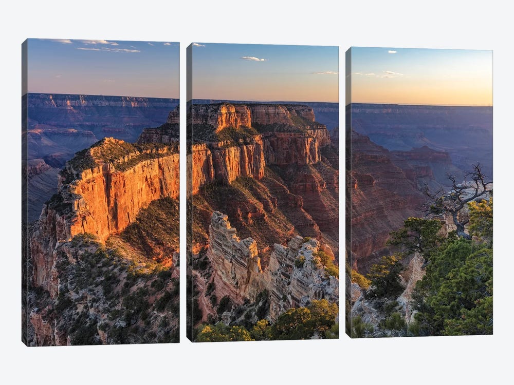 Wotans Throne At Cape Royal On The North Rim In Grand Canyon National Park, Arizona, Usa by Chuck Haney 3-piece Canvas Print