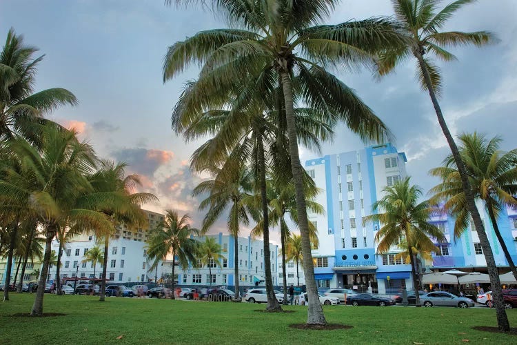 Dusk Light On Ocean Drive In South Beach by Chuck Haney wall art