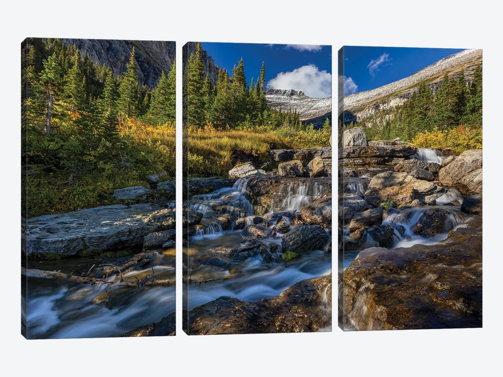Lunch Creek With Pollock Mountain In Glacier National Park, Montana, USA by Chuck Haney 3-piece Art Print