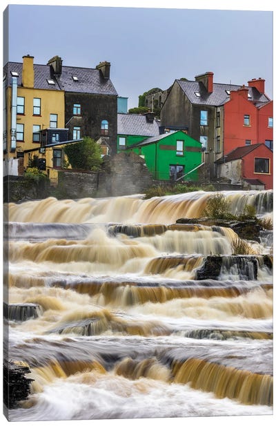 Ennistymon Falls On The Cullenagh River In Ennistymon, Ireland Canvas Art Print - Waterfall Art