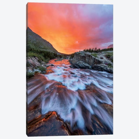 Cloudy Sunrise Over Swiftcurrent Falls, Glacier National Park, Montana, USA Canvas Print #UCK13} by Chuck Haney Art Print