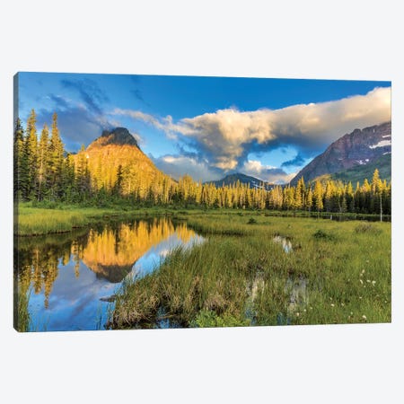 Sinopah Mountain And Its Reflection, Two Medicine, Glacier National Park, Montana, USA Canvas Print #UCK15} by Chuck Haney Canvas Artwork