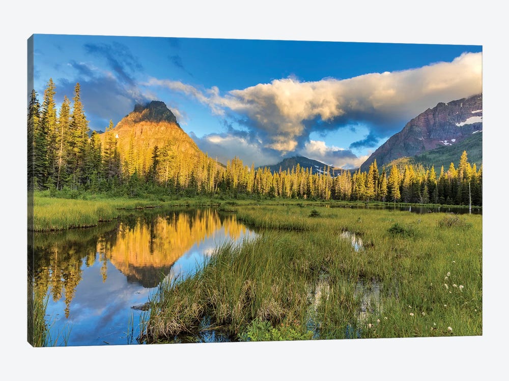 Sinopah Mountain And Its Reflection, Two Medicine, Glacier National Park, Montana, USA by Chuck Haney 1-piece Canvas Wall Art