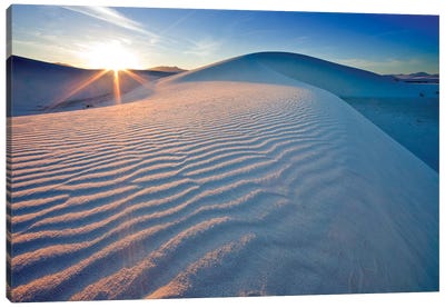 Rippled Dunes At Sunset, White Sands National Monument, Tularosa Basin, New Mexico, USA Canvas Art Print - Chuck Haney