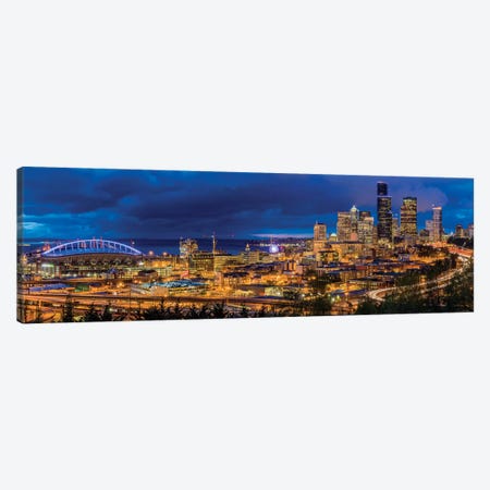 Downtown Skyline At Night, Seattle, King County, Washington, USA Canvas Print #UCK22} by Chuck Haney Canvas Art