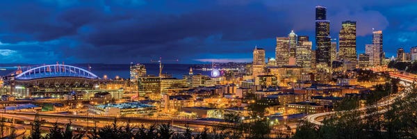 Washington: Downtown Skyline At Night, Seattle, King County, Washington, USA by Chuck Haney