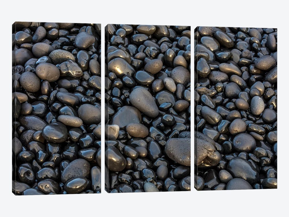 Black pebbles on the beach, Snaefellsnes Peninsula, Iceland 3-piece Canvas Wall Art