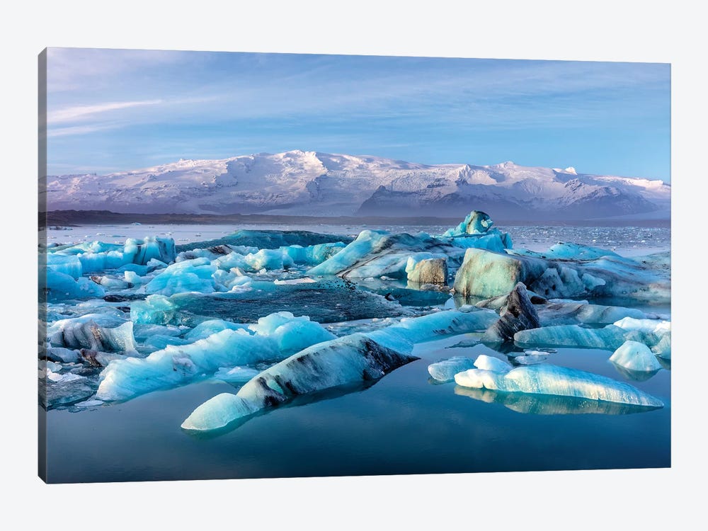 Calving icebergs in Jokulsarlon Glacier Lagoon in south Iceland by Chuck Haney 1-piece Canvas Wall Art