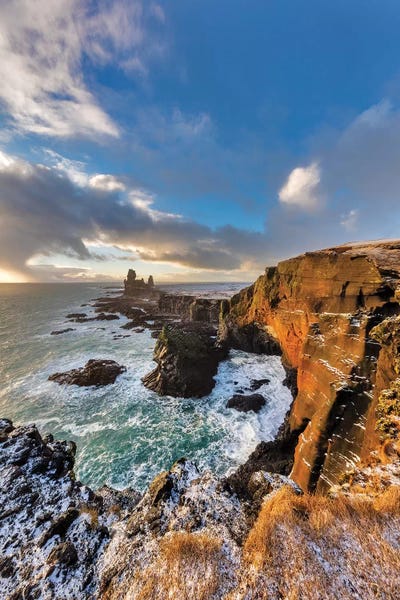 Snaefellsnes: Dramatic cliffs at Londrangar sea stacks, Snaefellsnes Peninsula, Iceland II by Chuck Haney