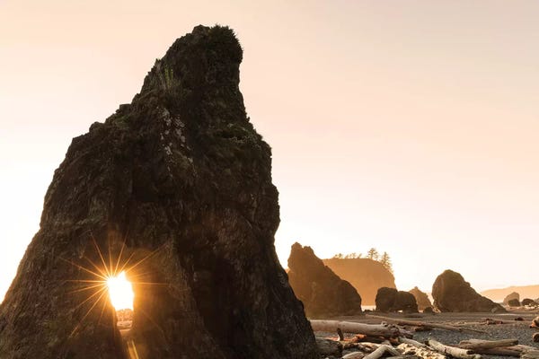 Washington: Sunset along sea stacks on Ruby Beach in Olympic National Park, Washington State, USA by Chuck Haney