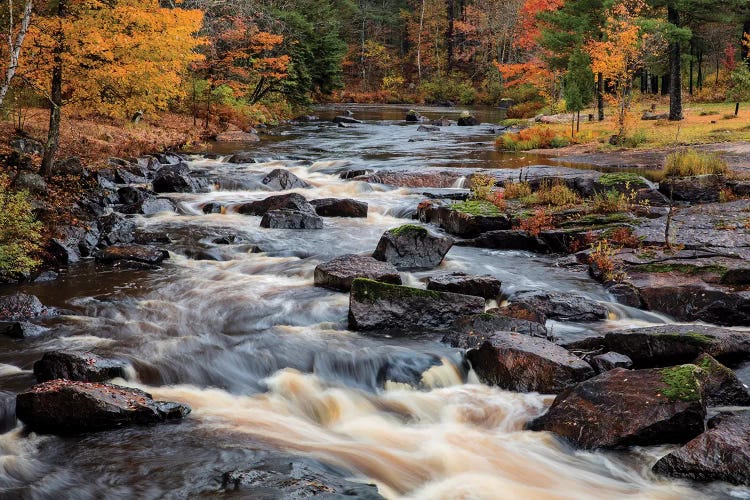 The Middle Branch of the Escanaba River Rapids in autumn, Palmer, Michigan USA