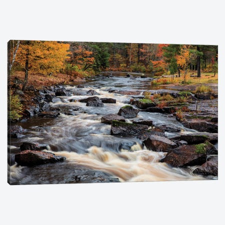 The Middle Branch of the Escanaba River Rapids in autumn, Palmer, Michigan USA Canvas Print #UCK53} by Chuck Haney Canvas Art Print