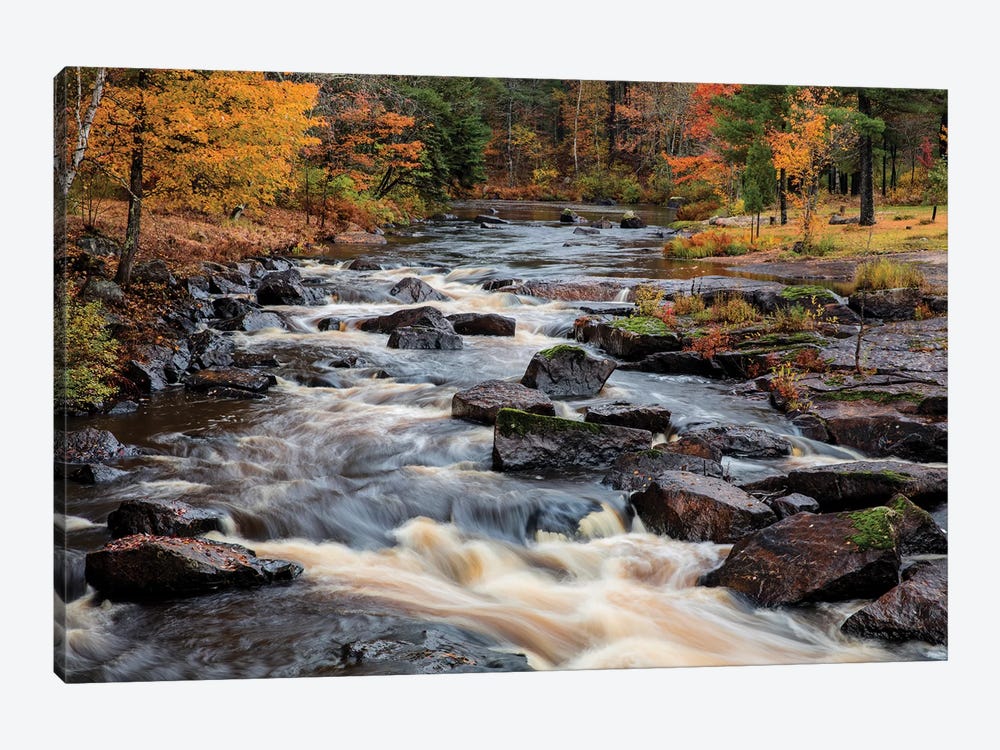 The Middle Branch of the Escanaba River Rapids in autumn, Palmer, Michigan USA by Chuck Haney 1-piece Canvas Wall Art