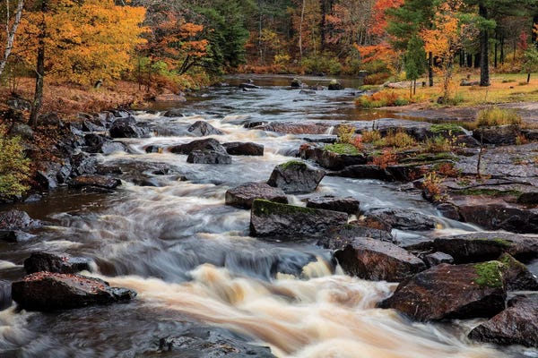 Michigan: The Middle Branch of the Escanaba River Rapids in autumn, Palmer, Michigan USA by Chuck Haney