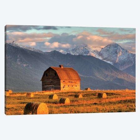 Dupuis Barn With Mission Range In The Background, Ronan, Lake County, Montana, USA Canvas Print #UCK5} by Chuck Haney Art Print