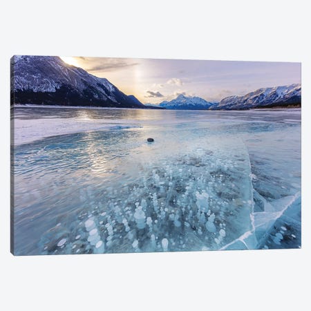 Methane ice bubbles under clear ice on Abraham Lake near Nordegg, Alberta, Canada Canvas Print #UCK68} by Chuck Haney Canvas Art