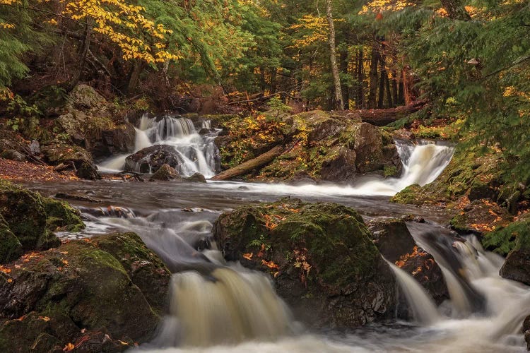 Rapids and autumn leaves along the Little Carp River in Porcupine Mountains Wilderness State Park