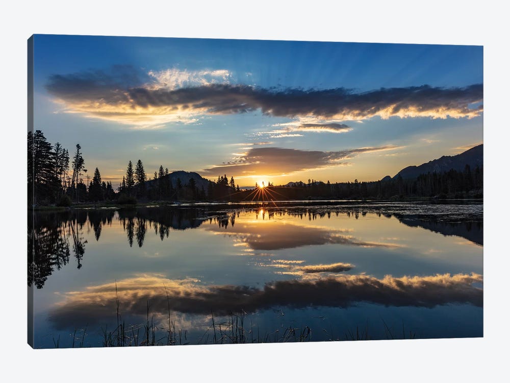 Sunrise clouds reflecting into Sprague Lake in Rocky Mountain National Park, Colorado, USA by Chuck Haney 1-piece Art Print