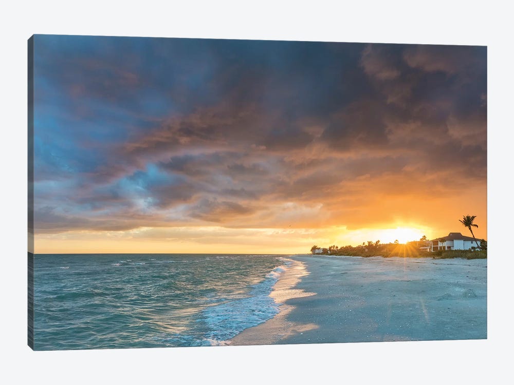 Sunset clouds over the Gulf of Mexico on Sanibel Island in Florida, USA by Chuck Haney 1-piece Art Print