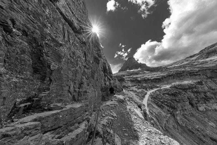 The Narrow section of the Highline Trail above Going to the Sun Road in Glacier NP, Montana