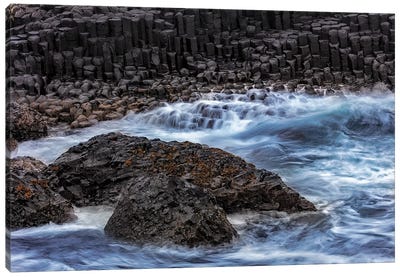 Waves crash into basalt at the Giant's Causeway in County Antrim, Northern Ireland Canvas Art Print - Chuck Haney