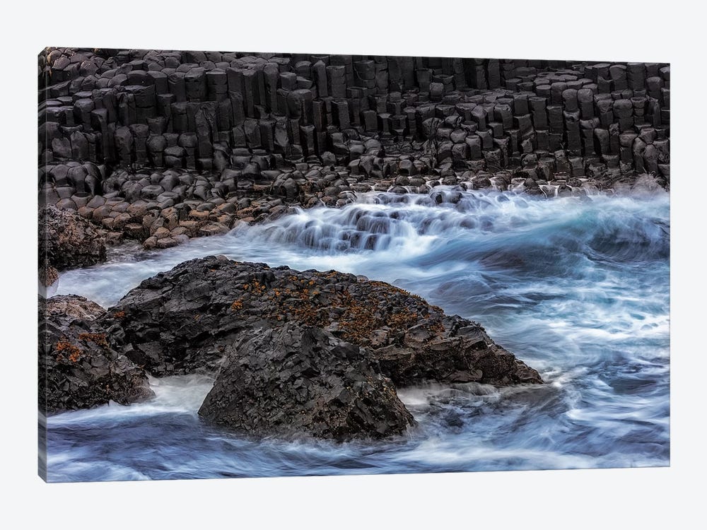 Waves crash into basalt at the Giant's Causeway in County Antrim, Northern Ireland by Chuck Haney 1-piece Art Print