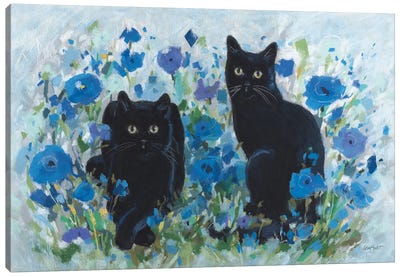 Blueming XII Canvas Art Print - Black Cat Art